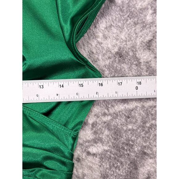 Stop Staring! Dress Medium Womens Green Satin Pinup Sheath Pencil - Picture 4 of 8